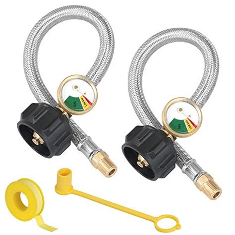 One integral part of every rv is the propane regulator. 1/4" NPT RV Propane Hose with Gauge Set, 2 Pack 12-inch ...