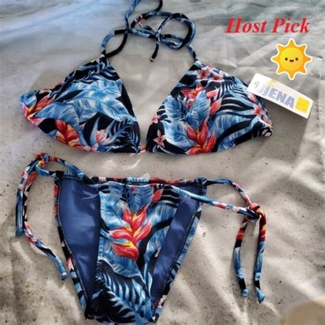 Ujena Swim Ujena Itsy Bitsy String Bikini In Tropicana Navy Poshmark