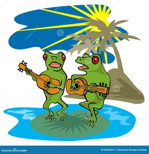 Frogs Singing And Playing Guitar Stock Vector Illustration Of Reptile