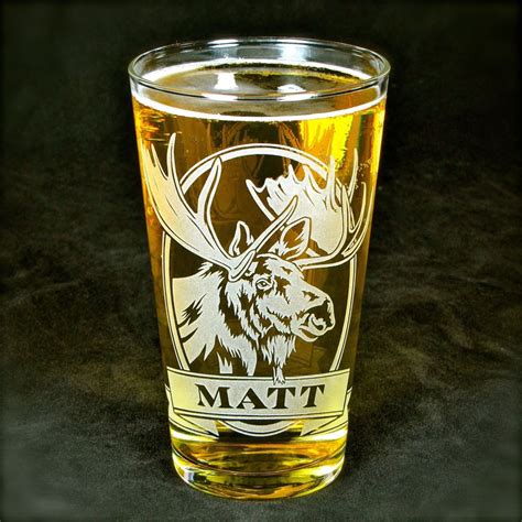 1 Personalized Beer Glass With Bass Etched Glass Pint Glass Present For Man Brad Goodell Weddings