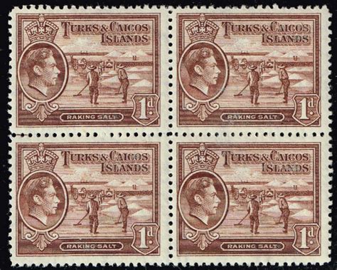 Uk Stamp Turks And Caicos Islands King George Vi P Mnh Og Blk Of