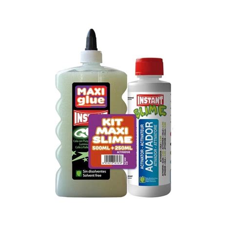 Kit Maxi Slime Cola Glow 500 Ml Activador 250 Ml Material De Oficina