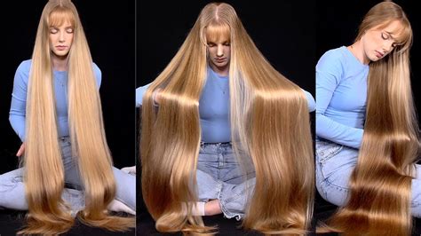 Realrapunzels Blonde Rapunzels Floor Show Hair Brushing And Display Preview Youtube