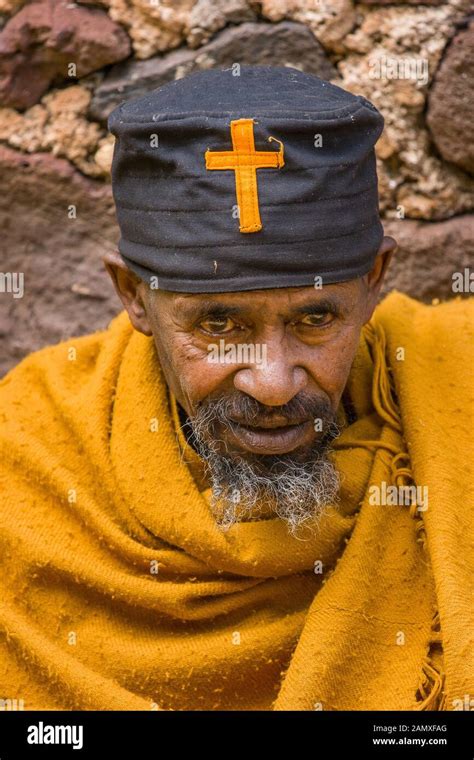 Portrait Of Ethiopian Monk Outside Kebran Gabriel Monastery Kebran