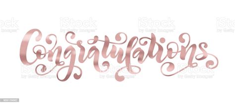 Congratulations Hand Lettering Quote Rose Gold Foil Effect Hand Drawn
