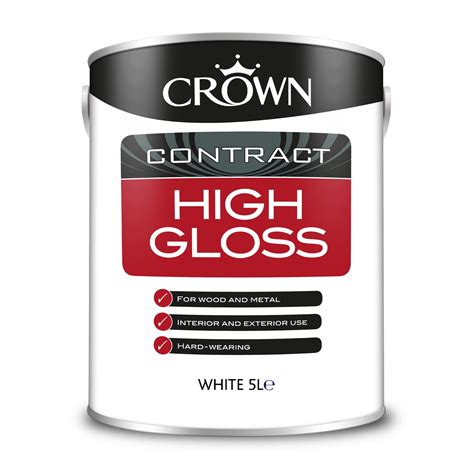 Crown Contract High Gloss Paint Brilliant White 5 Litre Myers Building Supplies