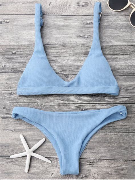 low waisted padded scoop bikini set light blue bikinis s zaful