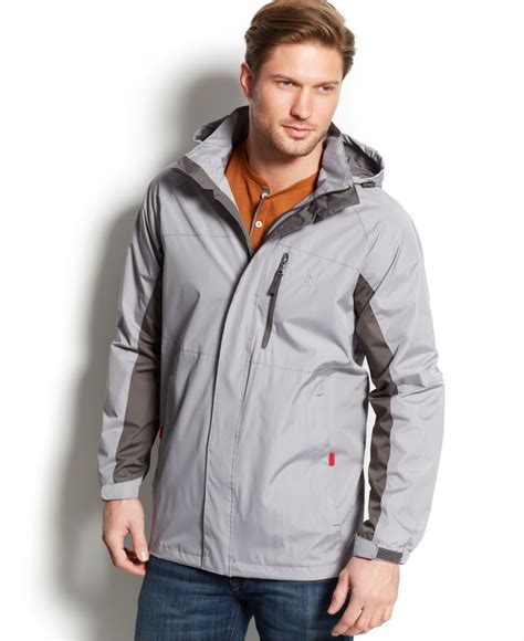 Izod Hooded Colorblocked Full Zip Jacket In Gray For Men Lyst