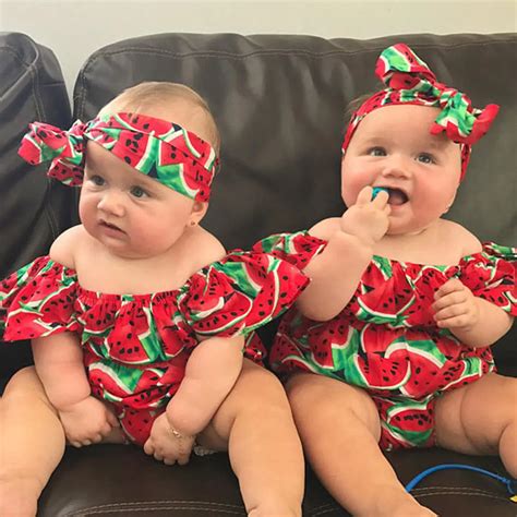 2019 Watermelon Print Newborn Baby Girl Clothes Summer Short Sleeve Off