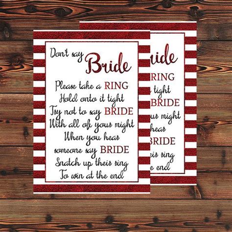 Don T Say Bride Game Instant Download Bridal By Roundgrovedesigns With Images Bride Game