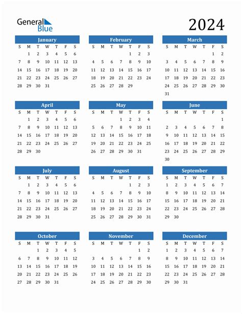 2024 Yearly Calendar