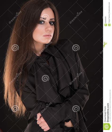 Portrait Of Beautiful Woman With Long Hair On Black Background Stock Image Image Of Hairstyle