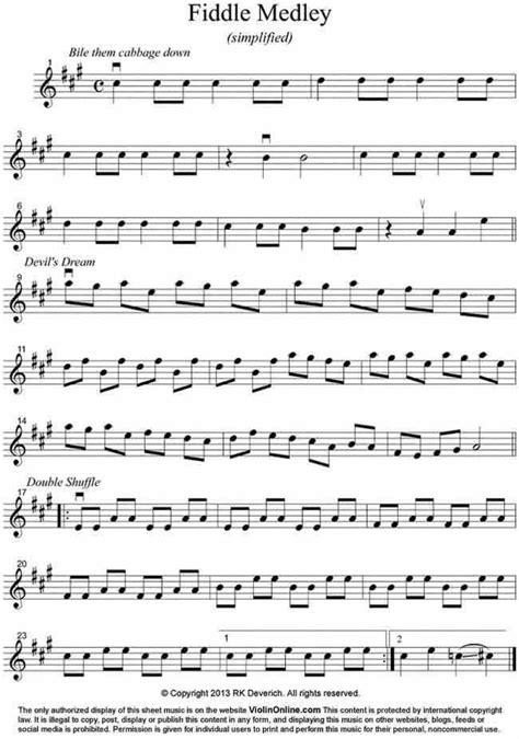 Violin Online Free Violin Sheet Music American Fiddle Medley