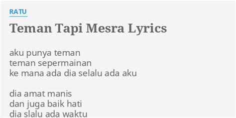 Lirik Lagu Teman Tapi Mesra Ratu Selinaqomurray