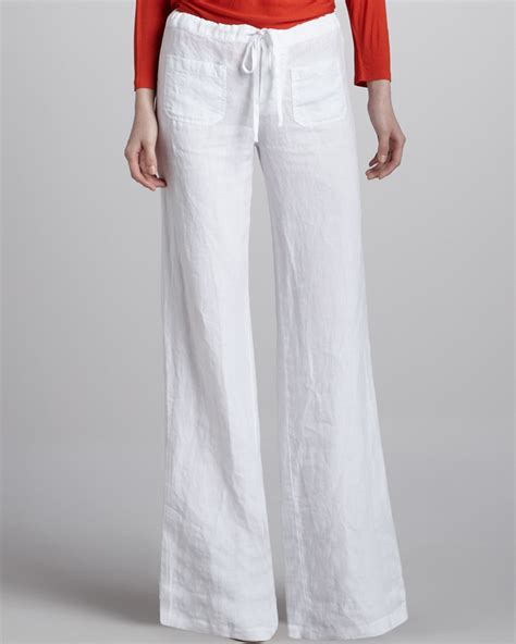 Lyst Vince Linen Draw String Beach Pants In White