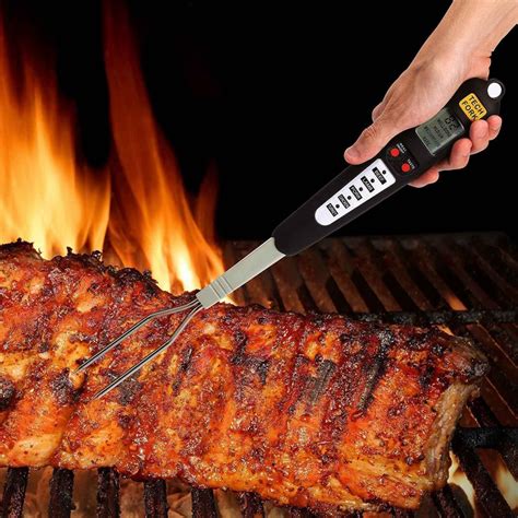 Digital Bbq Grilling Meat Cooking Thermometer Fork With Instant Read