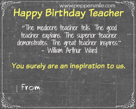 Birthday Card For Teacher Birthday Quotes For Teacher Birthday