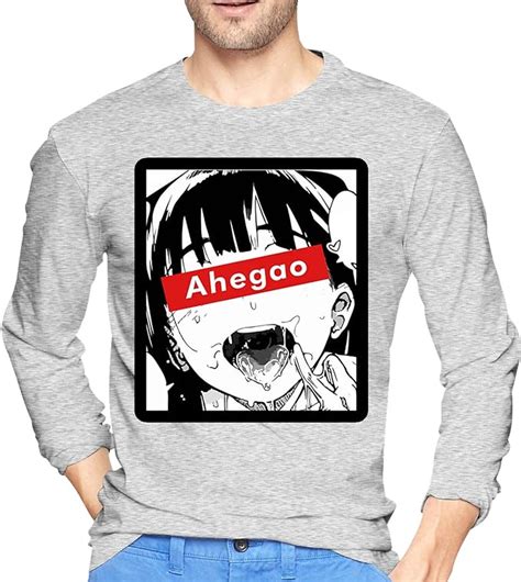 Ahegao Face Hentai Manga Sexy Mens Long Sleeve T Shirts Cotton Crew