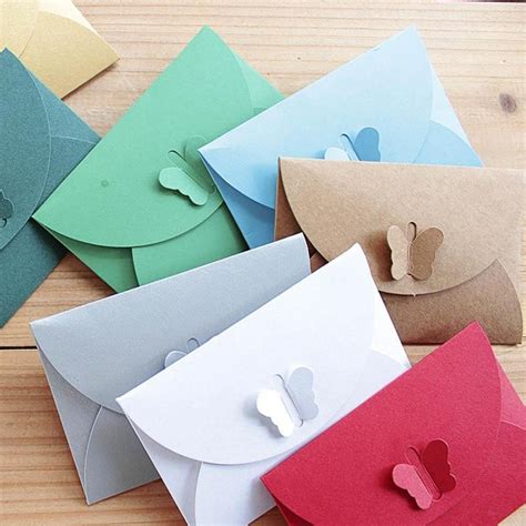 Vintage Small Mini Colorful Kraft Paper Letter Envelopes Butterfly