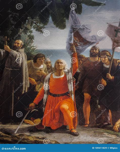 First Landing Of Christopher Columbus In America Editorial Stock Image