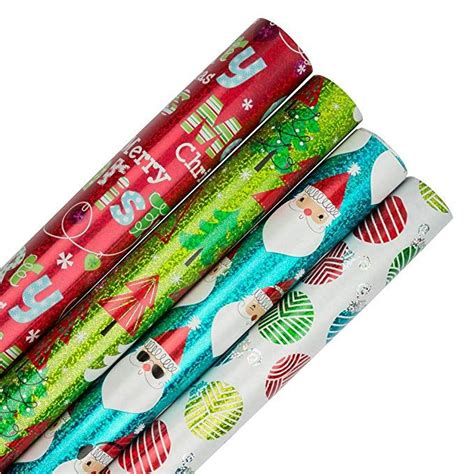 Jam Paper Assorted T Wrap Christmas Foil Wrapping