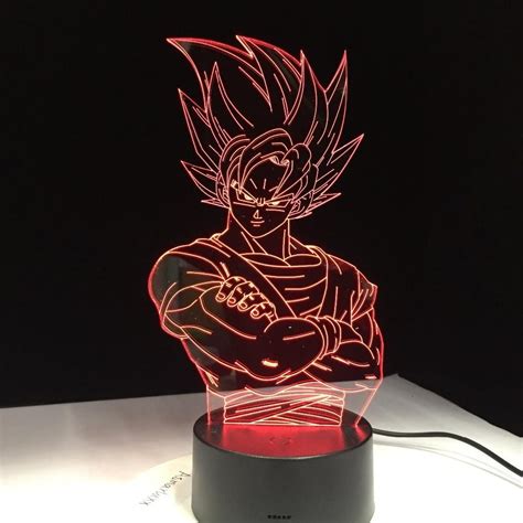 Il a gagné en couleurs, musiques. Lampe de Chevet de Son Goku SSJ à LEDs 7 couleurs Tactile ...