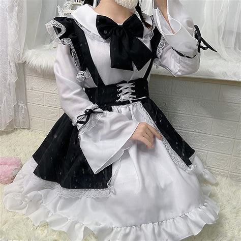 Women Maid Outfit Sweet Gothic Lolita Dresses Anime K On Cosplay