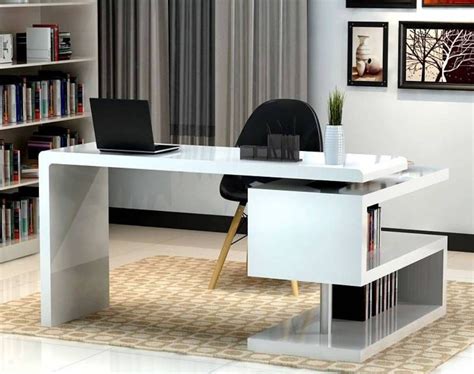 Modern Office Desk For Home Sleek White With Bookcase Modern Office