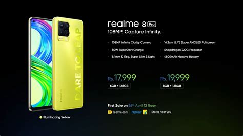 realme 8 pro illuminating yellow colour variant launched in india price specifications