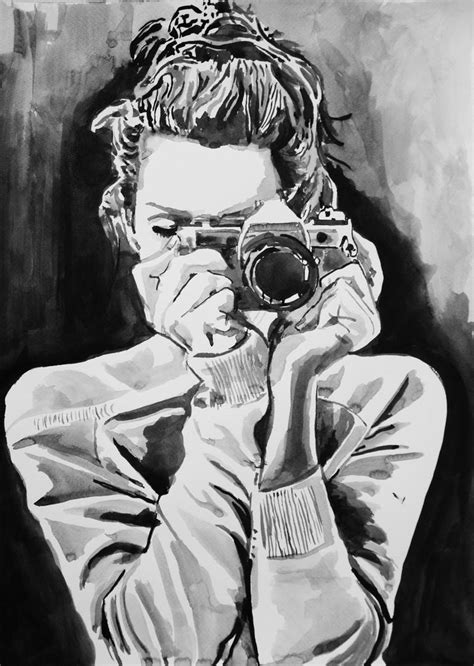 Girl With Camera Id 1 Drawing By Alexandra Djokic Saatchi Art