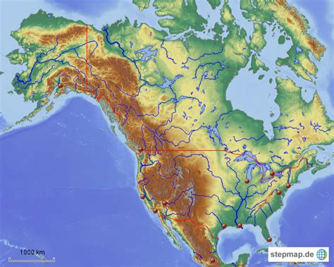 Stepmap Nordamerikaphysisch Landkarte Für Nordamerika