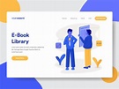 Landing page template of E-Book Library Illustration Concept. Modern ...