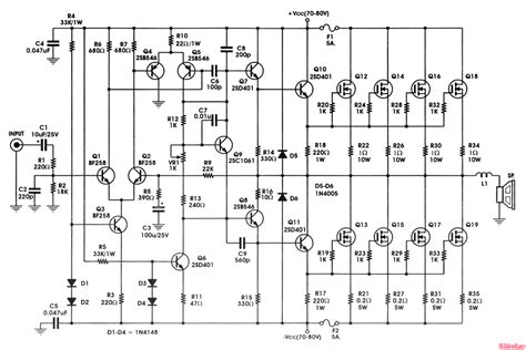 Typical amplified 4 gb/s eye diagram (right) for an input signal of 331 pp (left). Schematic Power Amplifier 500 Watt - Circuit Diagram Images