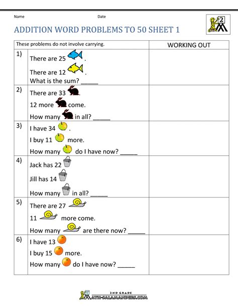 Addition Word Problems 2nd Grade