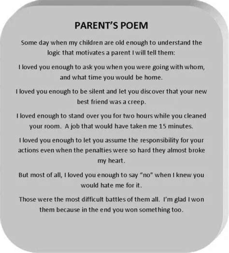 I Loved You Enough Parents Poem Love Your Parents Poems