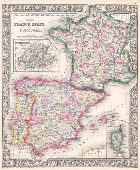 Dupies le havre jusqua pouen. File:1864 Mitchell Map of France, Spain and Portugal ...