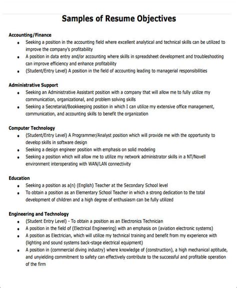 Job Resume Objective Samples