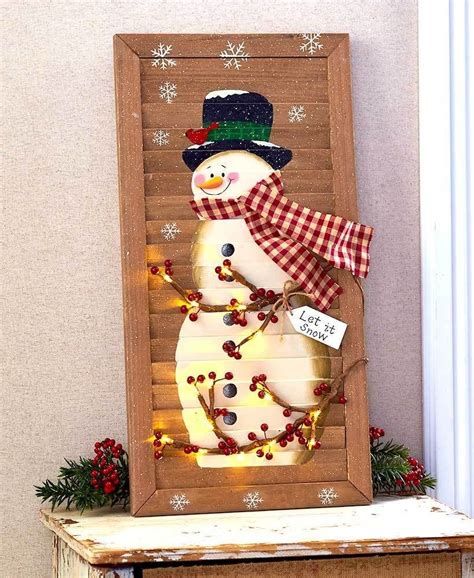 Christmas Decorations 24 Lighted Holiday Snowman Shutter Indoor