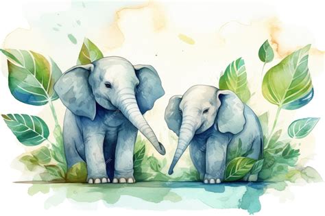 Premium Ai Image Elephants In A Sitting Position Cartoonstyle
