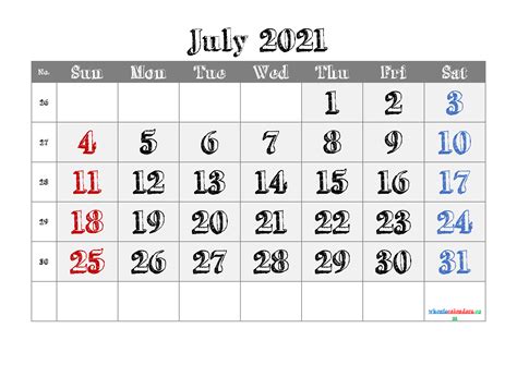 Free Printable Calendar July 2021 And 2022 And 2023 Free Printable