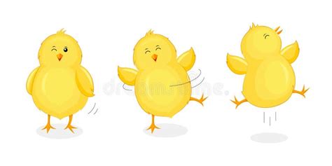 Cute Little Chicks Jumping And Dancing Stock Vector Illustration Of Charming Leaning 139995578