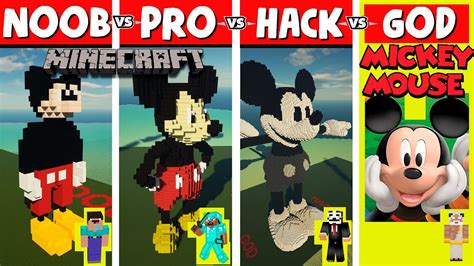 Minecraft Battle Noob Vs Pro Vs Hacker Vs God Mickey