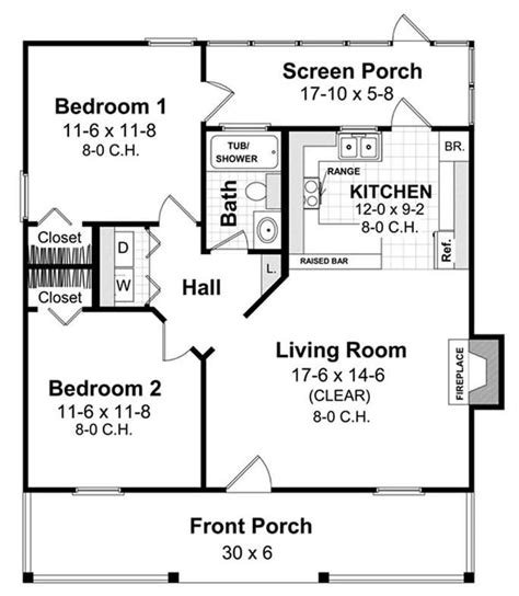 800 Sq Ft And Great Layout Cottage Style House Plans Tiny House Floor