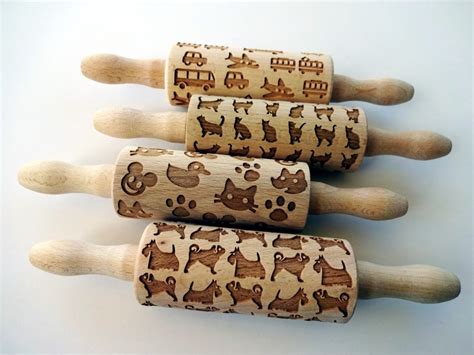 2 3 4 5 Or 6 Any Pattern Kids Rolling Pin Set Wooden Laser Etsy
