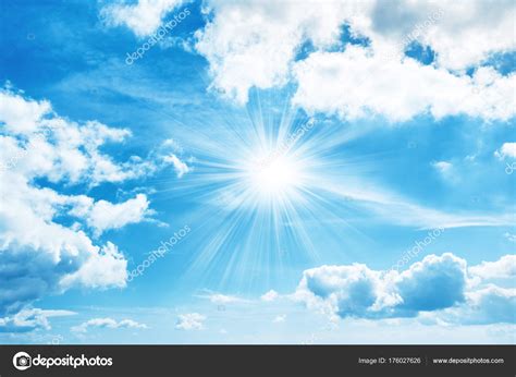 Sun Blue Sky White Clouds Nature Background Stock Photo By ©dovapi