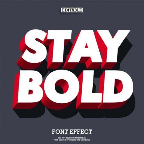 Bold And Strong 3d Red Font Effect Strong Font Strong Typography 3d