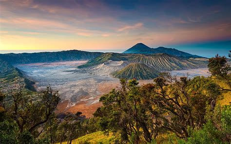 Hd Wallpaper Volcano Stars Landscape Mount Bromo Indonesia