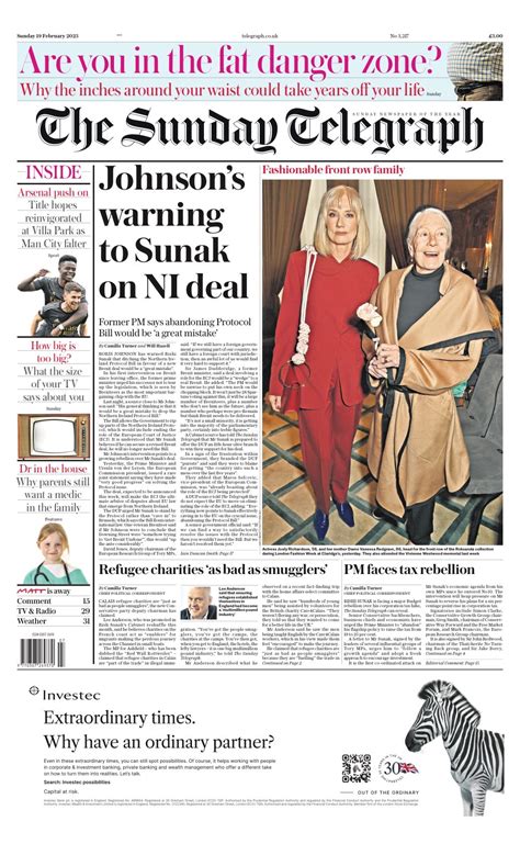 Sunday Telegraph Front Page 19th Of February 2023 Tomorrow S Papers