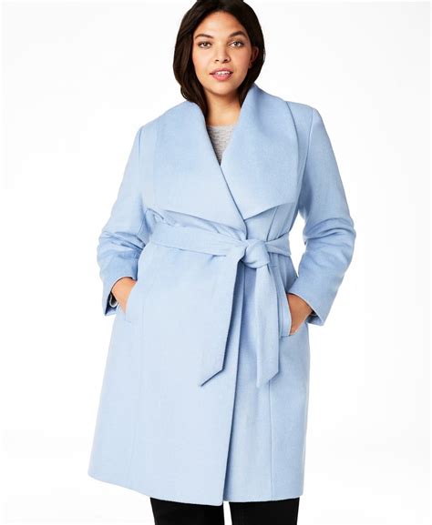 Cole Haan Plus Size Belted Wool Wrap Coat Stylish And Comfortable