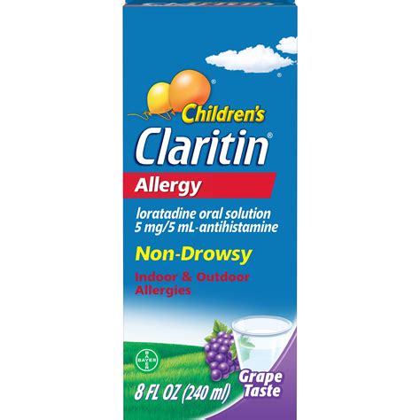 Childrens Claritin 24 Hour Non Drowsy Allergy Relief Grape Syrup 8 Fl